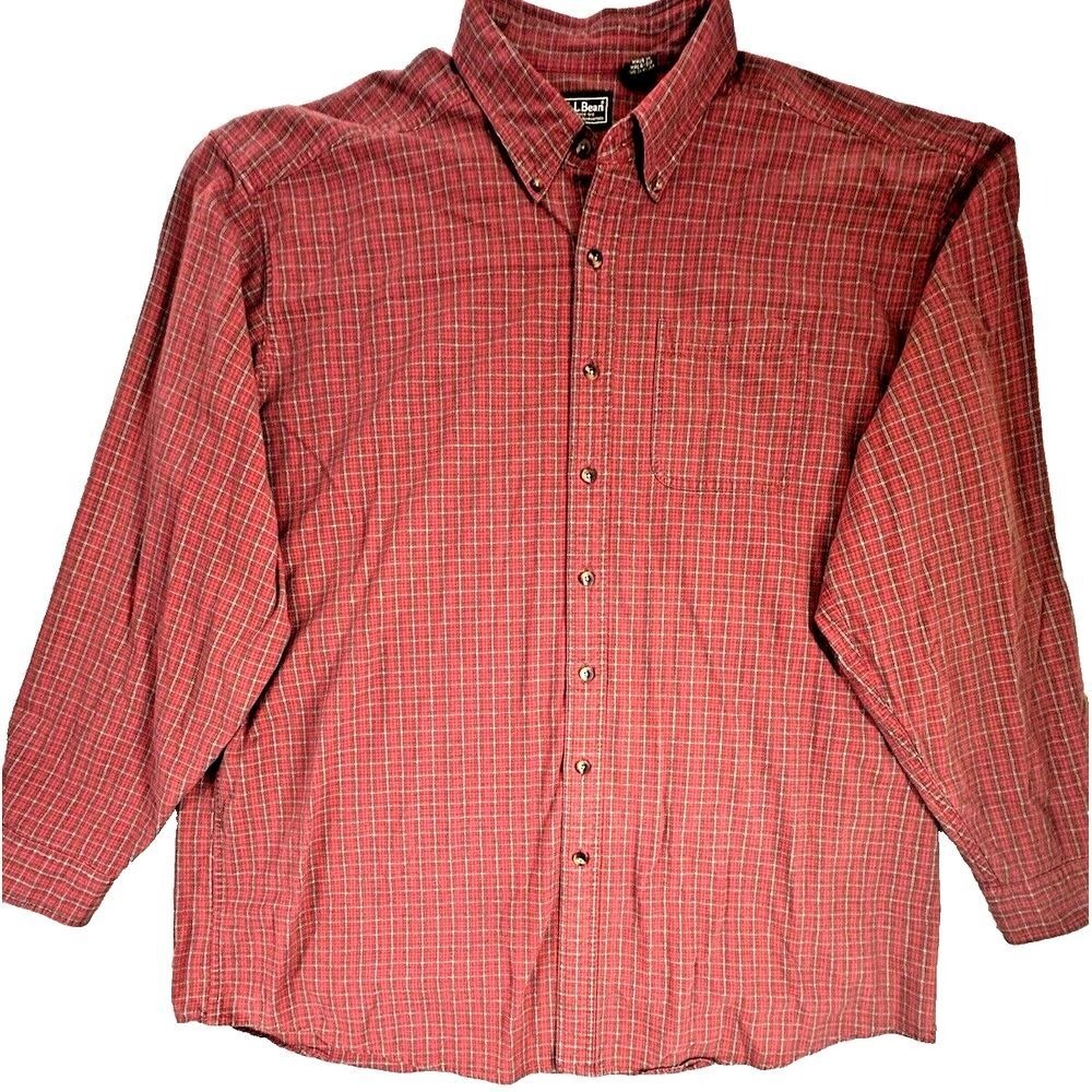 LL Bean Shirt Mens XXL Tall Red Scotch Plaid Flannel Outdoor Vintage USA Shacket
